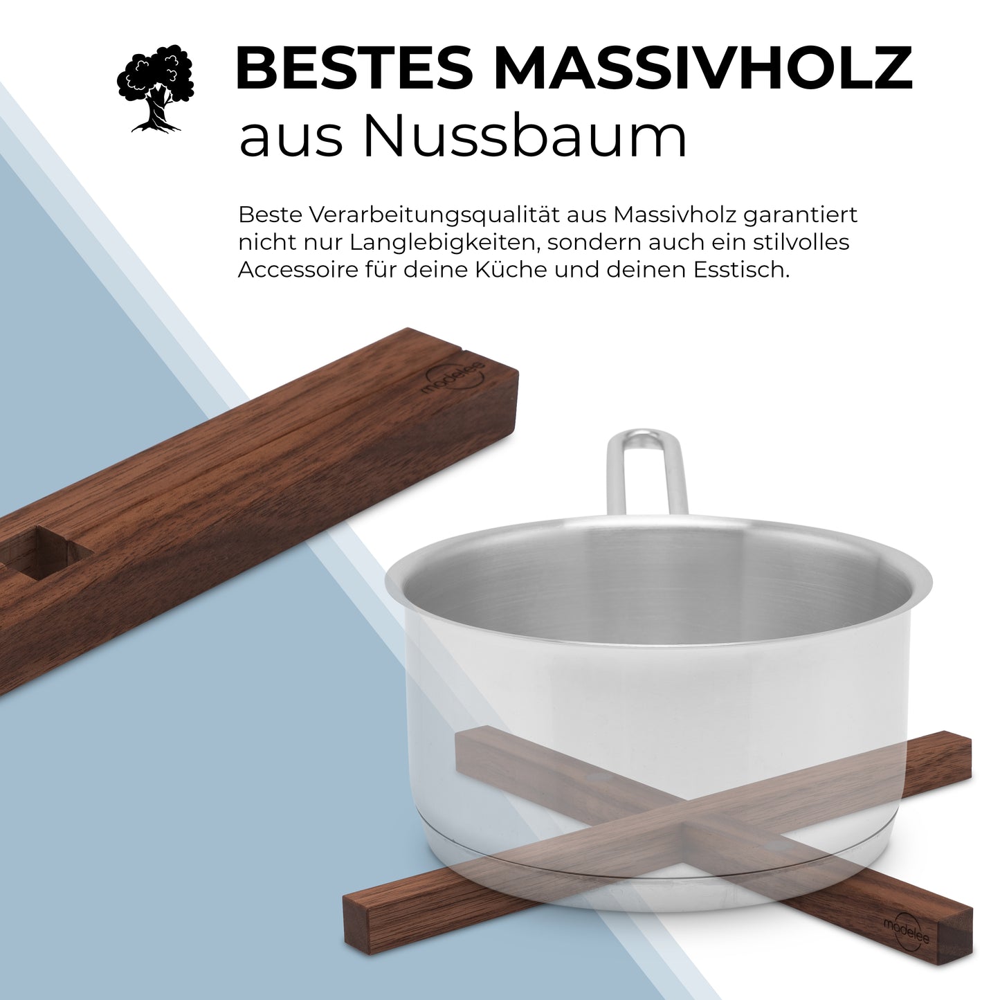 Magnetischer Topfuntersetzer aus Massivholz