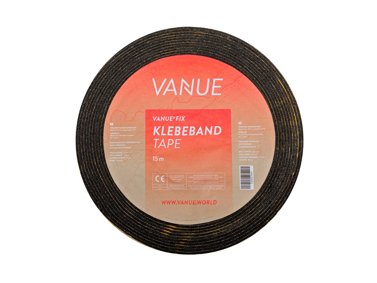 VANUE FIX Kautschuk-Klebeband 15 m – selbstklebend, 50 mm breit, 3 mm stark