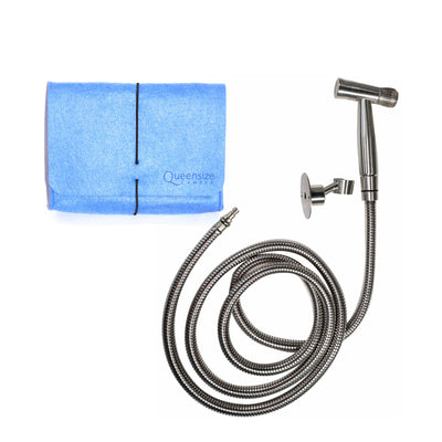Camper-Dusche Brause mit 2-m-Schlauch, Duschhalter und Filztasche – Edelstahl