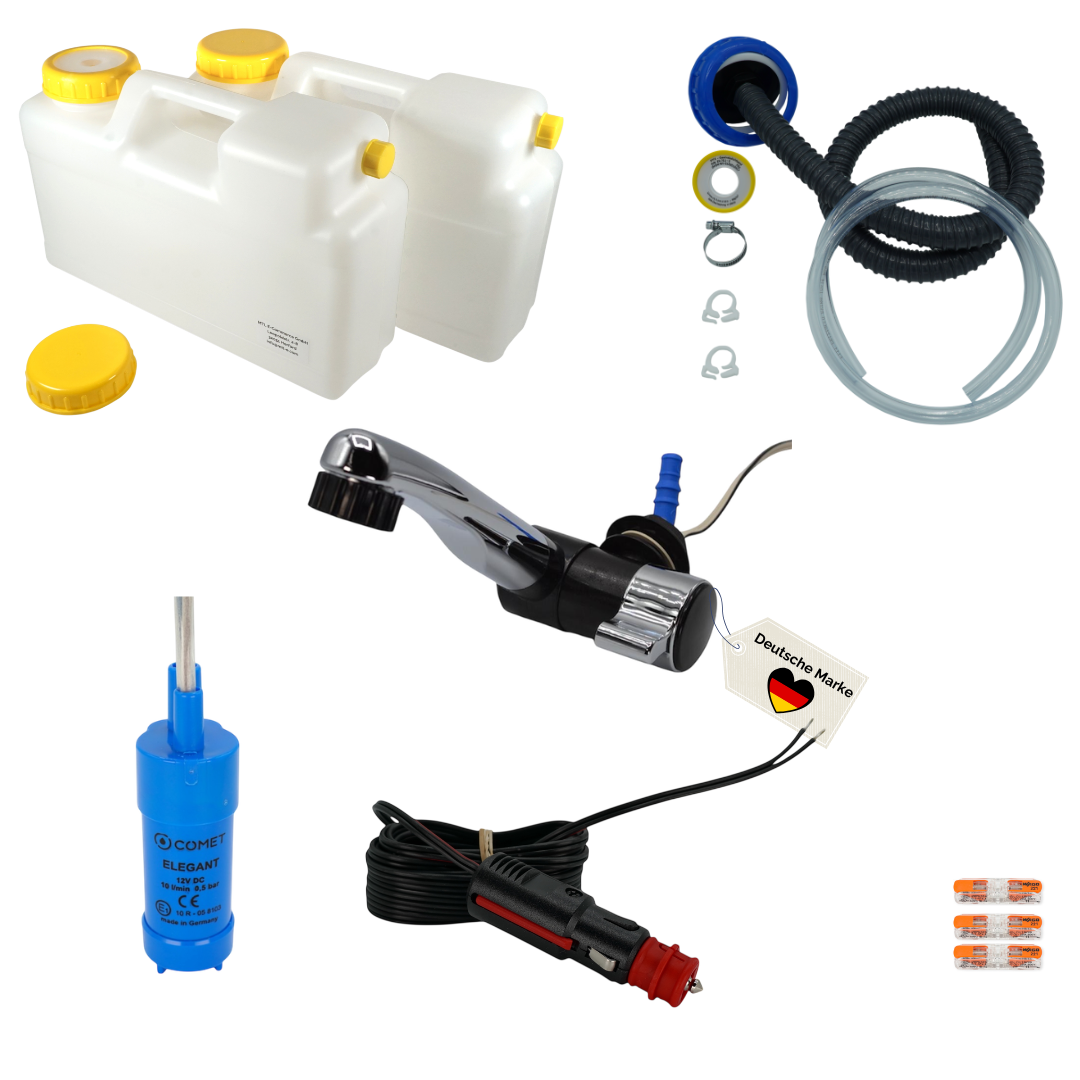 Camping-Wasserset 12-V mit Kanister