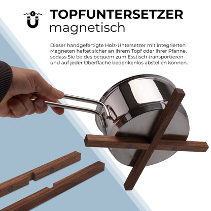 Magnetischer Topfuntersetzer aus Massivholz