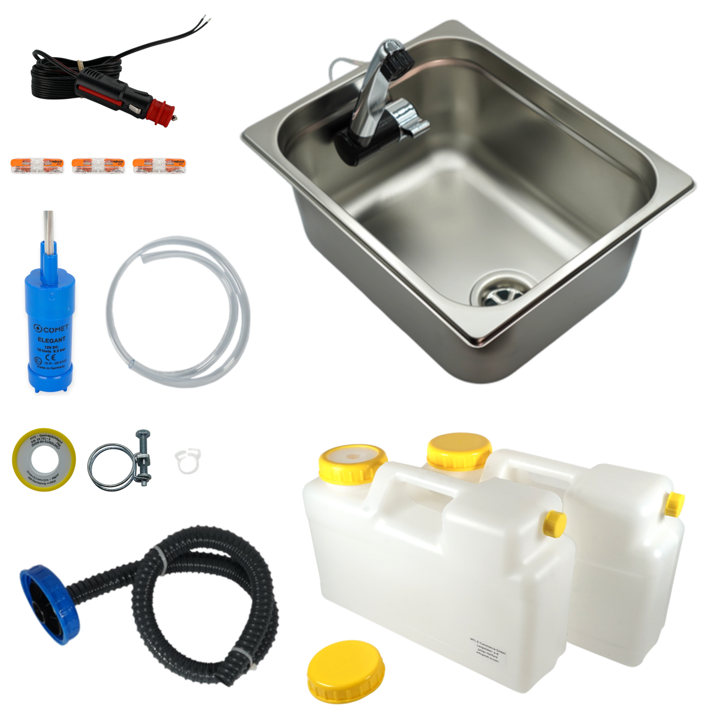 Spülbecken-Set komplett | 12 V & 12 Liter Kanister