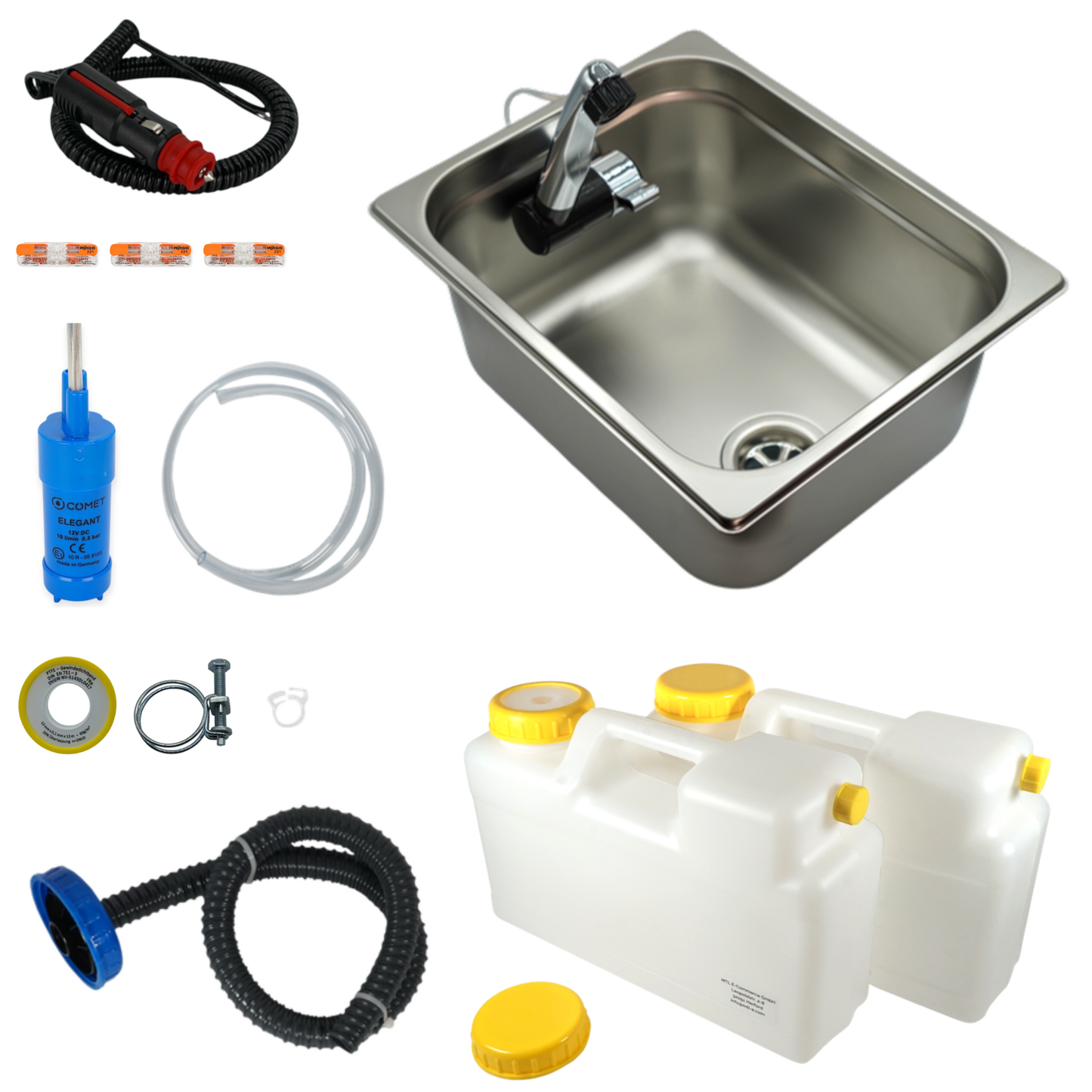 Spülbecken-Set komplett | 12 V & 12 Liter Kanister