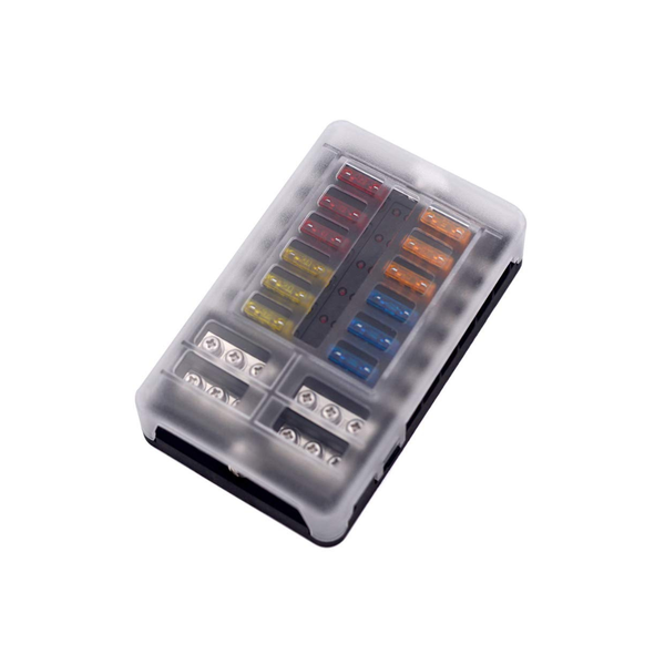12-fach Sicherungshalter 12 V – KFZ-Flachsicherung mit LED-Anzeige