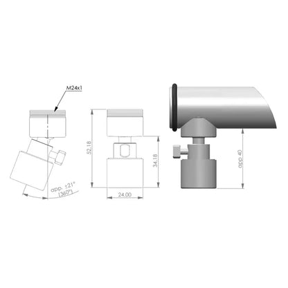 Drehbarer 2-Strahl-Perlator mit Volumenregelung M24x1 – Edelstahl